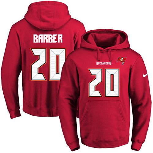 Nike Buccaneers #20 Ronde Barber Red Name & Number Pullover NFL Hoodie - Click Image to Close